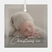 Babys erstes Weihnachtsfest-Foto Ornament Aus Glas (Vorderseite)