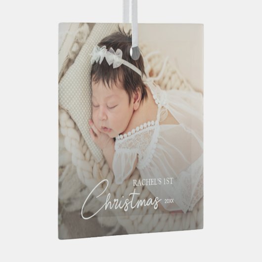 Babys erstes Weihnachtsfest-Foto Ornament Aus Glas (Vorderseite Rechts)
