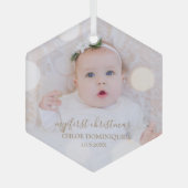 Babys erstes Weihnachtsfest-Foto Ornament Aus Glas (Vorderseite)