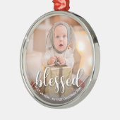 Babys erstes Weihnachtsfest-Foto Ornament Aus Metall (Links)