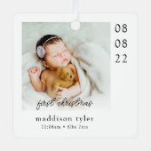 Babys erstes Weihnachtsfest-Foto Ornament Aus Metall (Vorderseite)