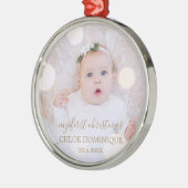 Babys erstes Weihnachtsfest-Foto Ornament Aus Metall (Links)