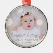 Babys erstes Weihnachtsfest-Foto Ornament Aus Metall (Vorne)