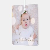 Babys erstes Weihnachtsfest-Foto Ornament Aus Metall (Vorderseite links)