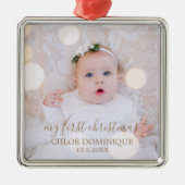 Babys erstes Weihnachtsfest-Foto Ornament Aus Metall (Vorne)