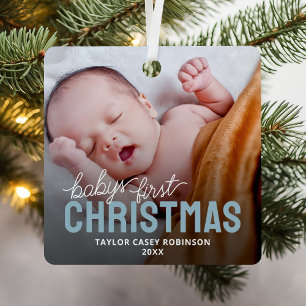 Babys Erstes Weihnachtsfest Foto Ornament Aus Metall