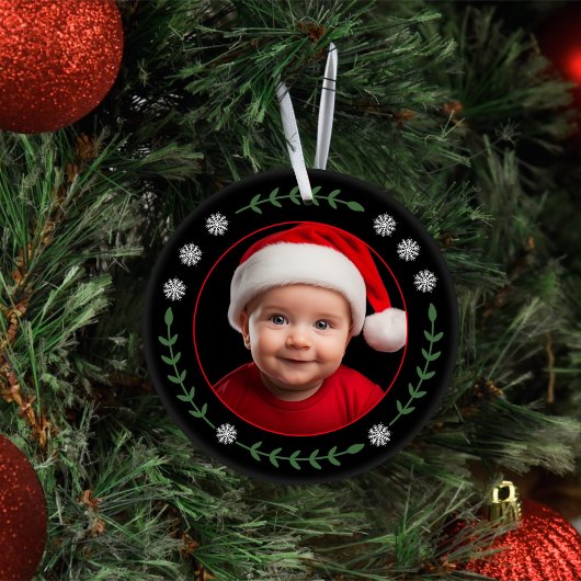 Babys Erstes Weihnachtsfest Foto Schneeflocken & L Keramik Ornament