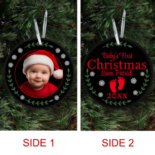 Babys Erstes Weihnachtsfest Foto Schneeflocken & L Keramik Ornament