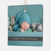 Babys erstes Weihnachtsfest Modernes Foto Keramikornament (Links)