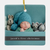 Babys erstes Weihnachtsfest Modernes Foto Keramikornament (Vorderseite)
