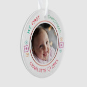 Babys erstes Weihnachtsfest Modernes Foto Ornament (Vorderseite)