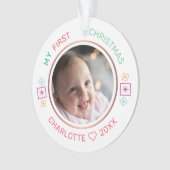Babys erstes Weihnachtsfest Modernes Foto Ornament (Vorderseite)