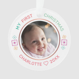 Babys erstes Weihnachtsfest Modernes Foto Ornament