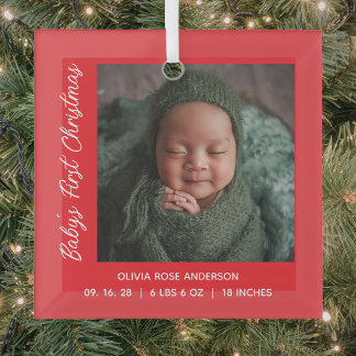 Babys erstes Weihnachtsfest rotes Foto Ornament Aus Glas