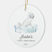 Babys erstes Weihnachtsfest-Siegel Keramik Ornament (Links)