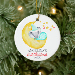 Baby's erstes Weihnachtsfest Süßer Elefant auf dem Keramik Ornament