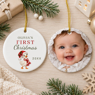 Baby's erstes Weihnachtsfoto Gans Keramik Ornament
