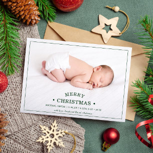 Baby's erstes Weihnachtsfoto Geburtsankündigung Feiertagskarte
