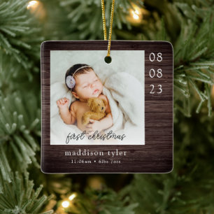 Baby's erstes Weihnachtsfoto Keramikornament