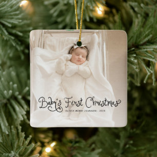 Babys erstes Weihnachtsfoto Keramikornament