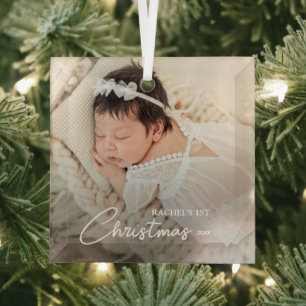 Baby's erstes Weihnachtsfoto Ornament Aus Glas
