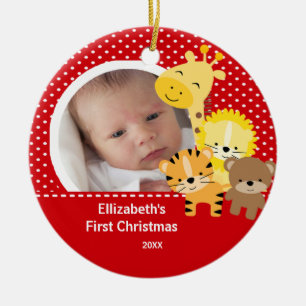 Babys erstes Weihnachtsfoto-Ornament Dschungeltier Keramik Ornament