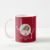 Baby's erstes Weihnachtsfoto Rot Kaffeetasse (Links)