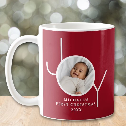 Baby's erstes Weihnachtsfoto Rot Kaffeetasse