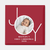 Baby's erstes Weihnachtsfoto Rot Magnet (Vorne)