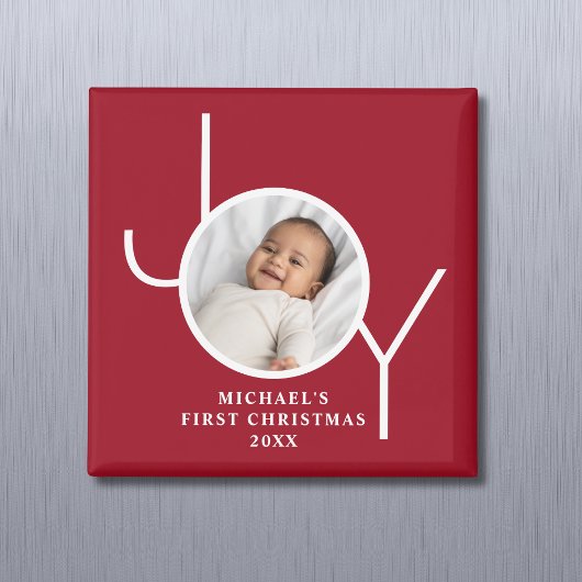 Baby's erstes Weihnachtsfoto Rot Magnet