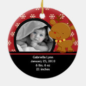 Babys erstes WeihnachtsFoto-Verzierungs-Ren Keramik Ornament (Hinten)