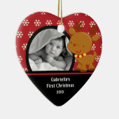 Babys erstes WeihnachtsFoto-Verzierungs-Ren Keramik Ornament (Rechts)