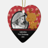 Babys erstes WeihnachtsFoto-Verzierungs-Ren Keramik Ornament (Links)
