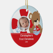 Babys erstes WeihnachtsFoto-Verzierungs-Segelboot Keramikornament (Rechts)