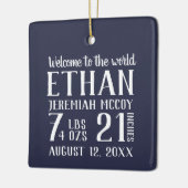 Babys erstes Weihnachtsgeburtsstats-Foto Keramikornament (Links)