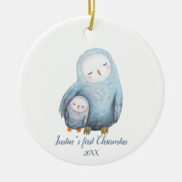 Baby's erstes Weihnachtsgeschenk Snowy Owl Mama Ba Keramik Ornament