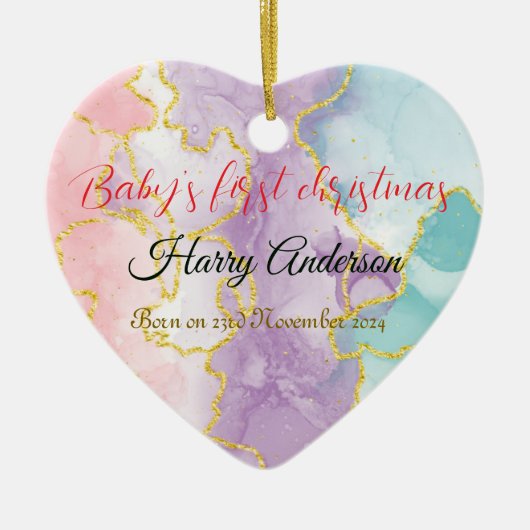 Baby's erstes Weihnachtsgeschmuck zurück benutzerd Keramik Ornament (Vorne)