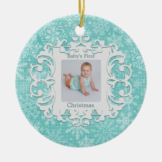 Babys erstes Weihnachtskundenspezifisches Keramikornament (Vorne)