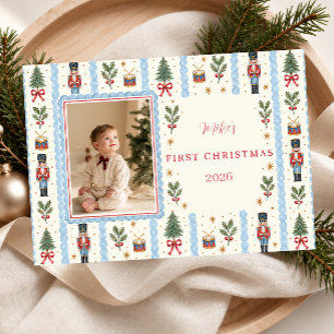 Baby's erstes Weihnachtsmann-Nussknacker-Foto Feiertagskarte