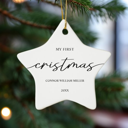 Babys erstes Weihnachtsminimal Elegant Moderne Keramik Ornament