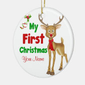Babys erstes Weihnachtsren Keramikornament (Links)