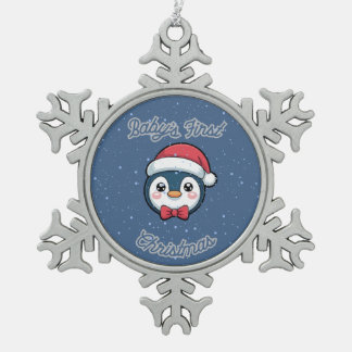 Baby's erstes Weihnachtsschneeglöckchen gerahmter Schneeflocken Zinn-Ornament
