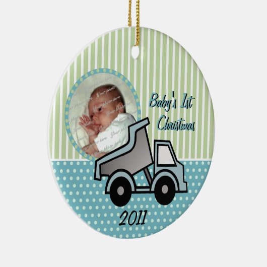 Babys Erstes Weihnachtsstumpf LKW Foto Keramik Ornament (Rechts)