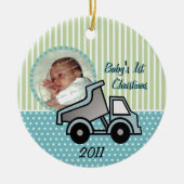 Babys Erstes Weihnachtsstumpf LKW Foto Keramik Ornament (Vorne)