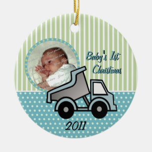 Babys Erstes Weihnachtsstumpf LKW Foto Keramik Ornament