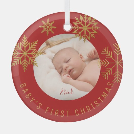 Babys Erstweihnachtsgeschenk für Fotos Ornament Aus Glas (Vorderseite)