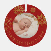 Babys Erstweihnachtsgeschenk für Fotos Ornament Aus Glas (Rückseite)