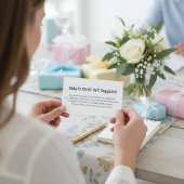 Baby's First Art Supplies Request Baby Shower Begleitkarte