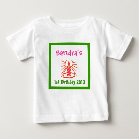 Baby's first Birthday, baby's 1st pink and green Baby T-shirt (Vorderseite)