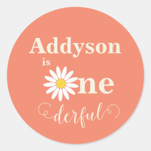 Baby's First Birthday Daisy Runder Aufkleber